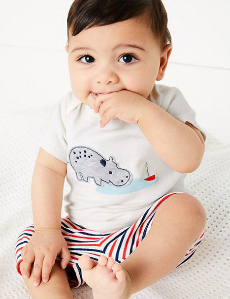 Hippo organic cotton shorts set