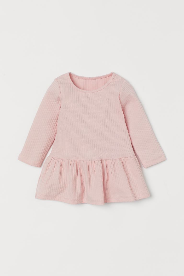 Organic Cotton Pink Ribbed Sweat Dress