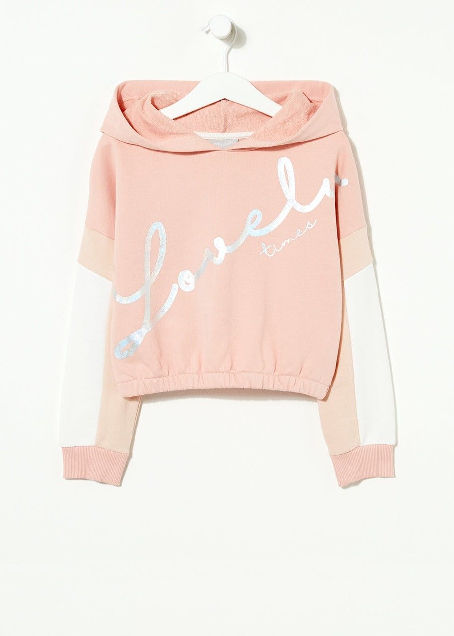 Girls Pink Co Ord Slogan Hoodie