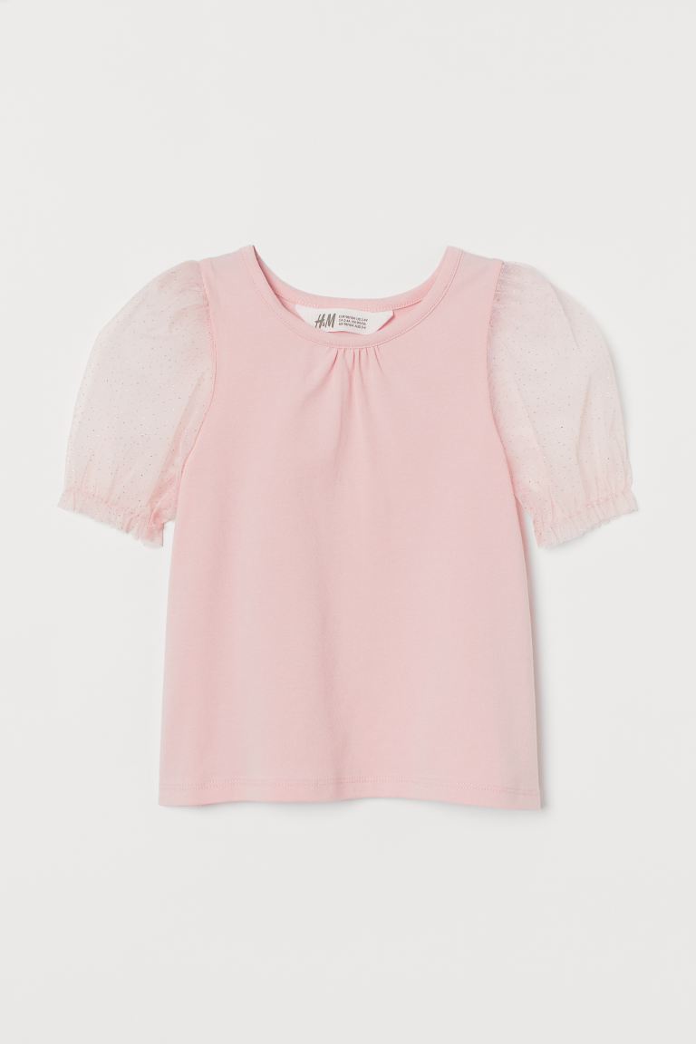 Pink shirt with mesh sleeves