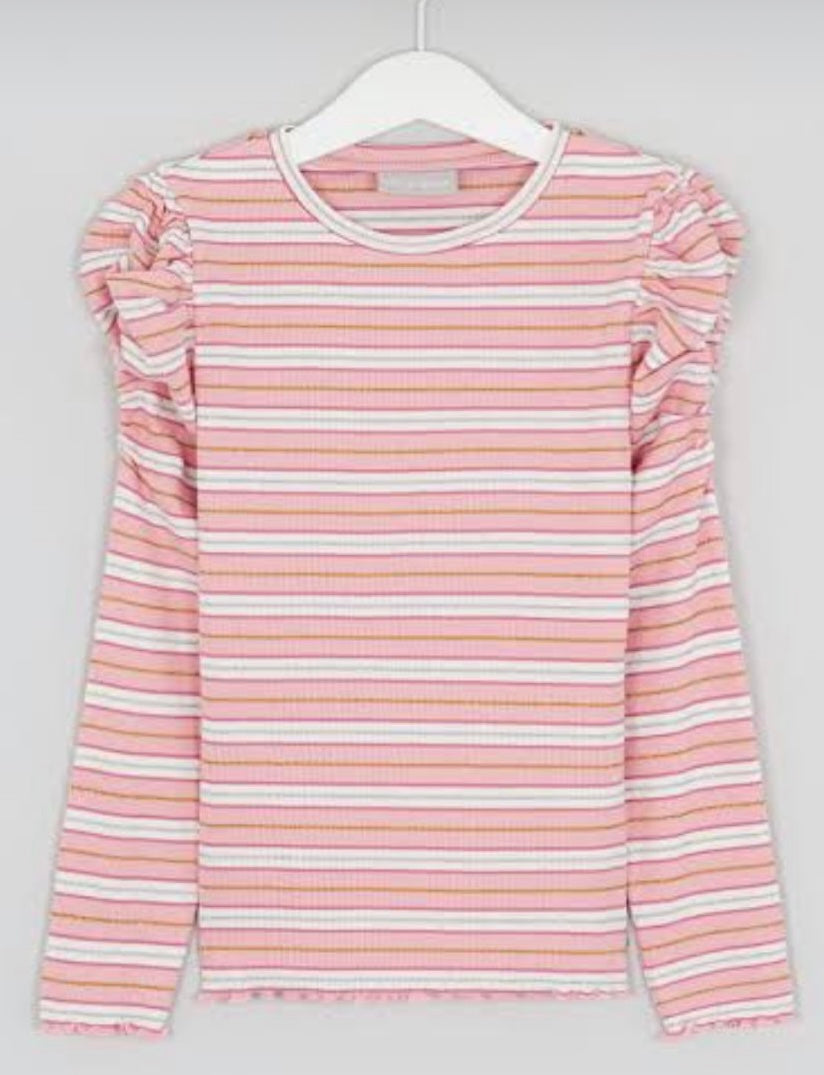 Stripes Ruffled sleeves Top